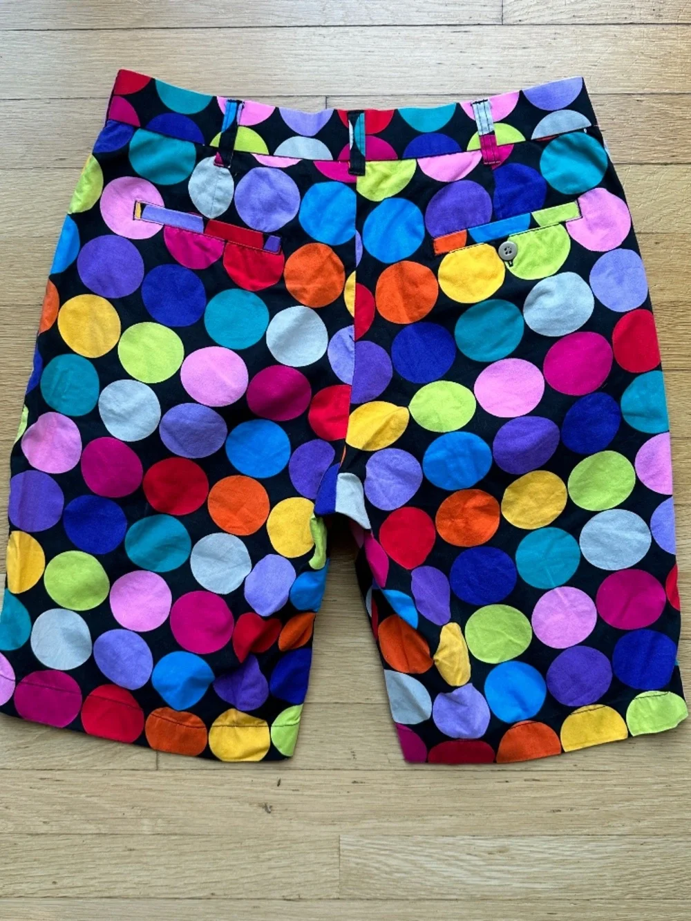 Loudmouth Golf Shorts Mens 32 Multi Polka Dot Stretch Cotton Flat Front Funky